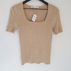 NWT English Factory Tan Ribbed Square Neck Size M